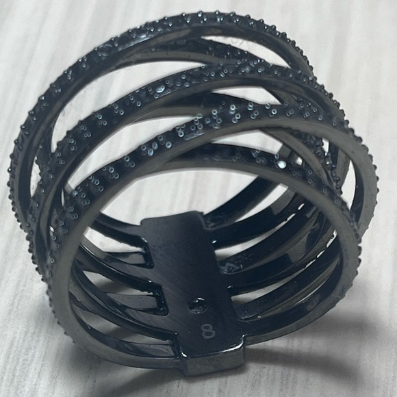 Michael Kors Gunmetal Black Pave Criss Cross Ring - Picture 3 of 3
